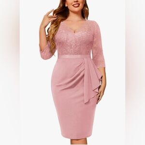 Floral Lace Ruffle V Neck Dress
